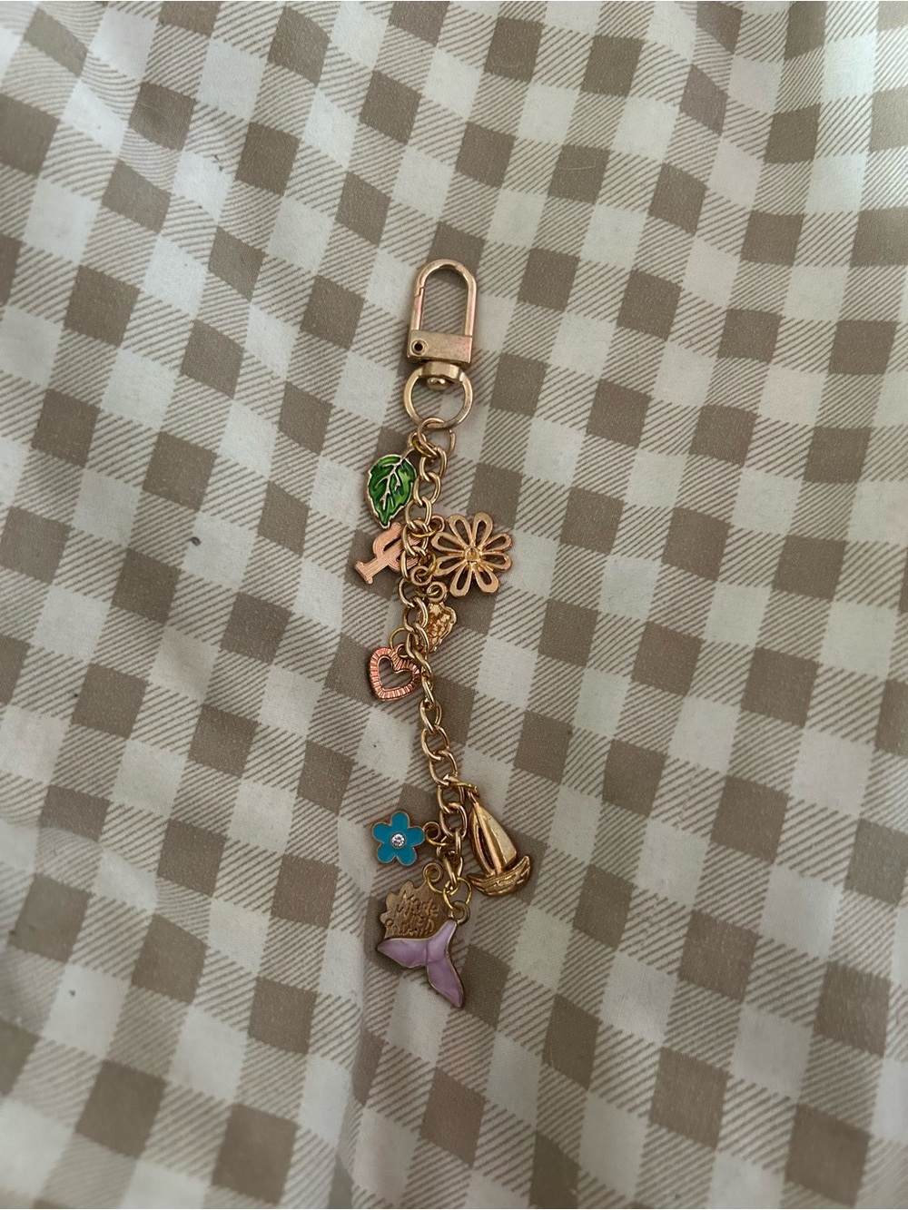 Gold-Tone Charm Keychain with Multicolored Enamel Accents